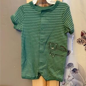 Carter's Green and White Striped Baby Romper